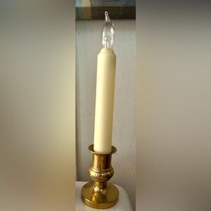 Vintage Solid brass candle holder with battery operated flameless candle.